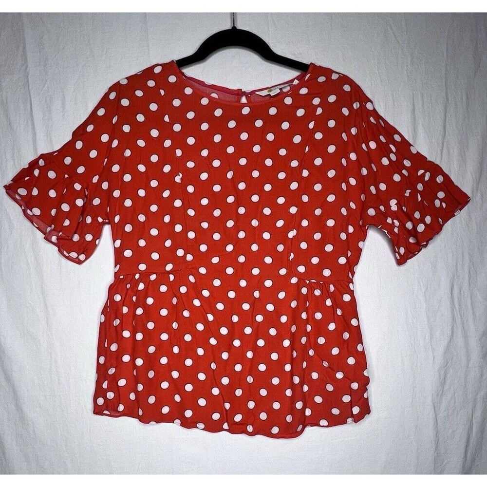 BODEN Caroline Top Red Polka Dot Print Size 6 Flowy Boho Lightweight